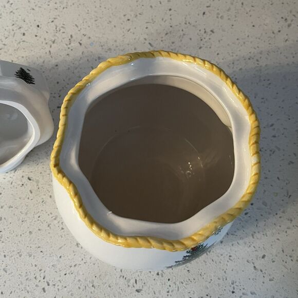 Spode Christmas Tree Round Covered Candy Box Teddy Bear Dove of Peace Tree 8” - Picture 8 of 13